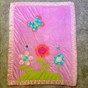 Pink flower baby blanket..  38 x 29 in..